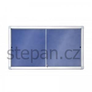 Vitrína Interiérová vitrína s posuvnými dveřmi 97 x 70 cm (8xA4)  modrý filc